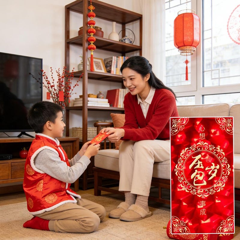 Chinese New Year Red Envelopes, Chinese New Year Greeting Card With RedEnvelope, Lunar NewYear Envelopes Decorations ChineseNewYear Gifts, Red Envelope for Money,  Ideal for Cash And Coins - Image 3
